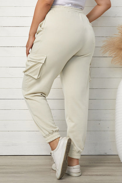 Plus Size Elastic Waist Joggers with Pockets-VMA Specialties Boutique