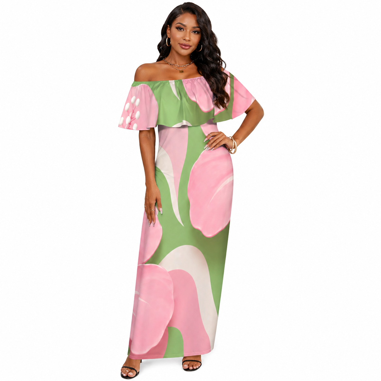 Pretty Girl Collection — IVY Elegance Off-Shoulder Ruffle Maxi Dress