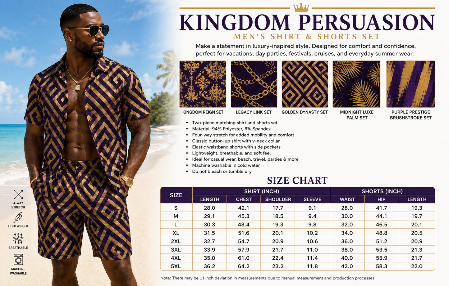 Kingdom Persuasion Collection – Men’s Shirt & Shorts Set