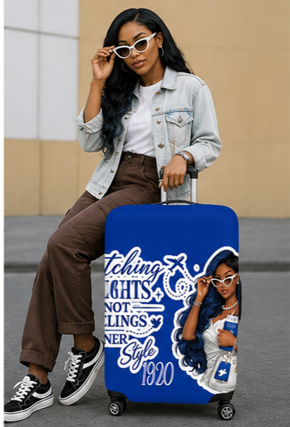 1920 Statement Soror Luggage Cover – “Catching Flights Not Feelings” Edition