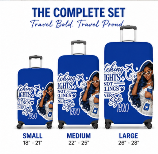 1920 Statement Soror Luggage Cover – “Catching Flights Not Feelings” Edition