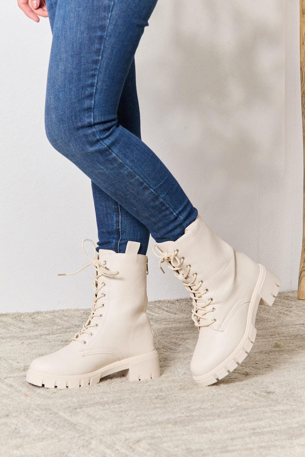 East Lion Corp Zip Back Lace-up Front Combat Boots-VMA Specialties Boutique
