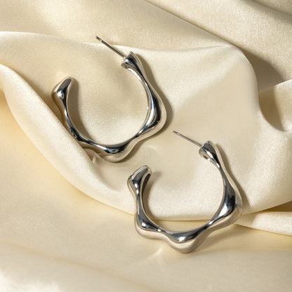 Stainless Steel C-Hoop Earrings-VMA Specialties Boutique