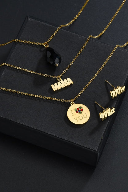 Triple-layer MAMA I LOVE YOU 18K gold-plated Pendant