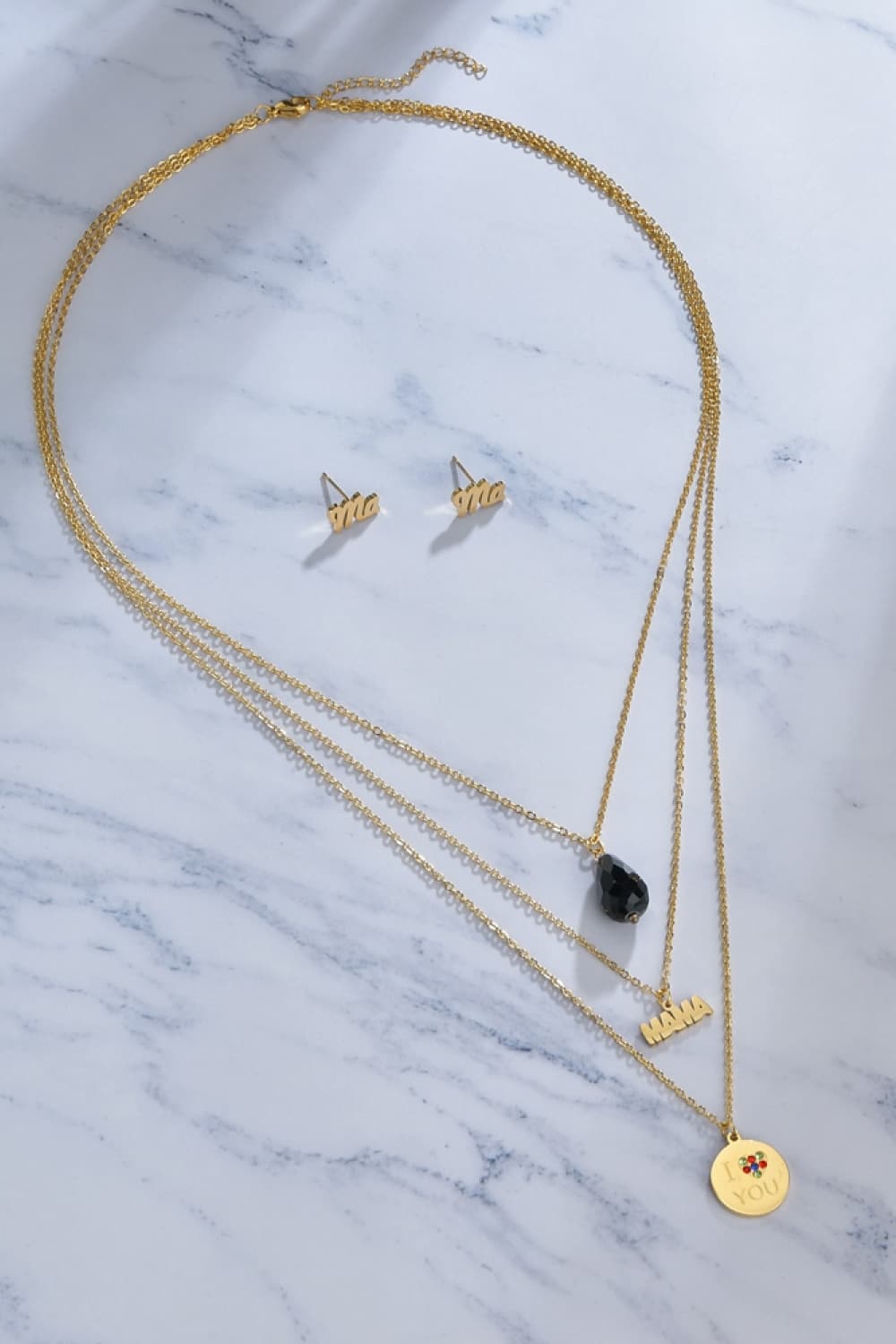 Triple-layer MAMA I LOVE YOU 18K gold-plated Pendant