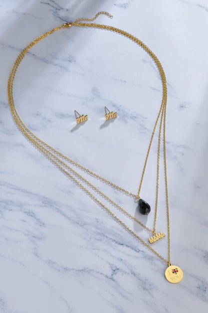 Triple-layer MAMA I LOVE YOU 18K gold-plated Pendant