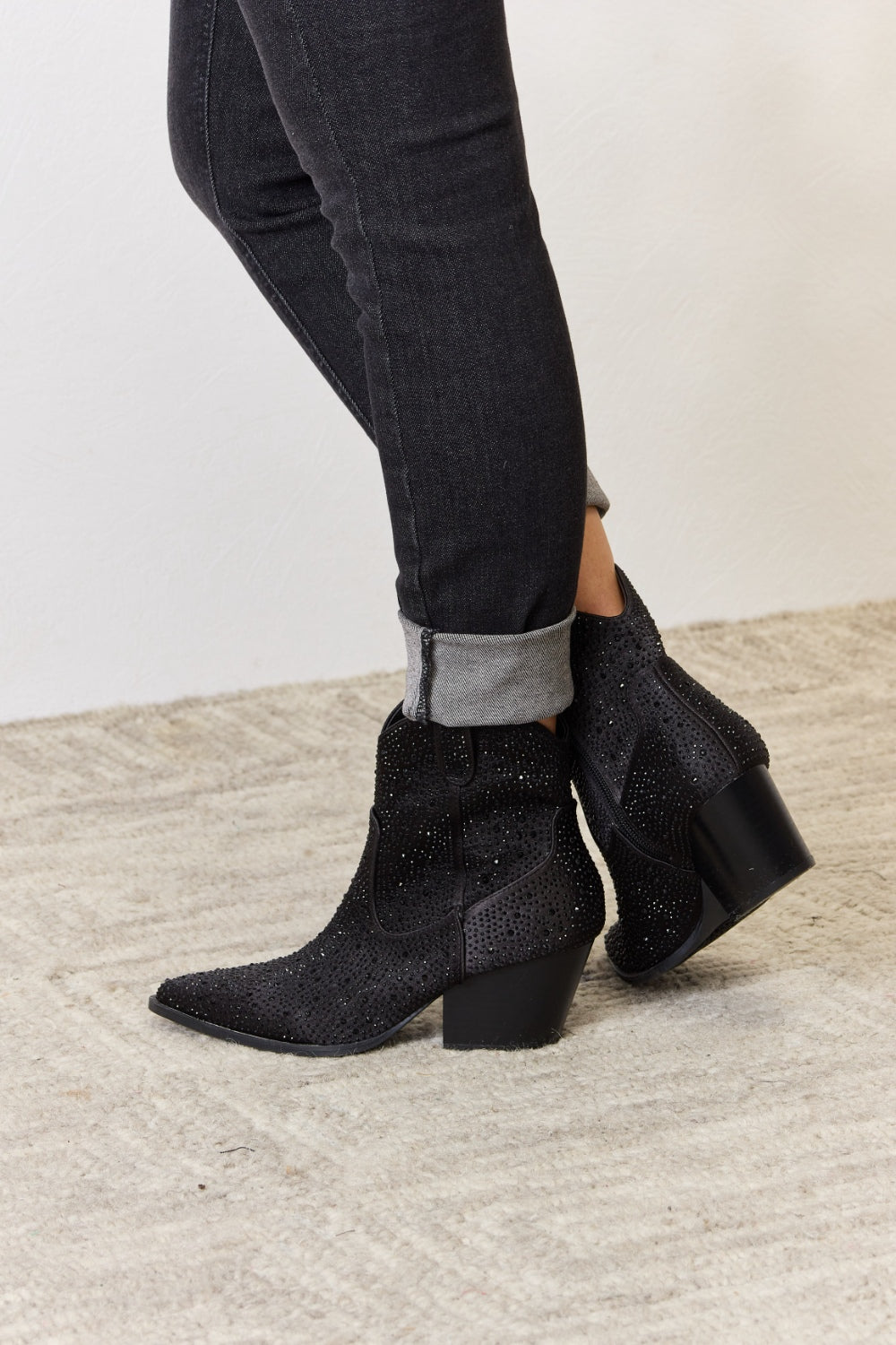 East Lion Corp Rhinestone Ankle Cowboy Boots-VMA Specialties Boutique
