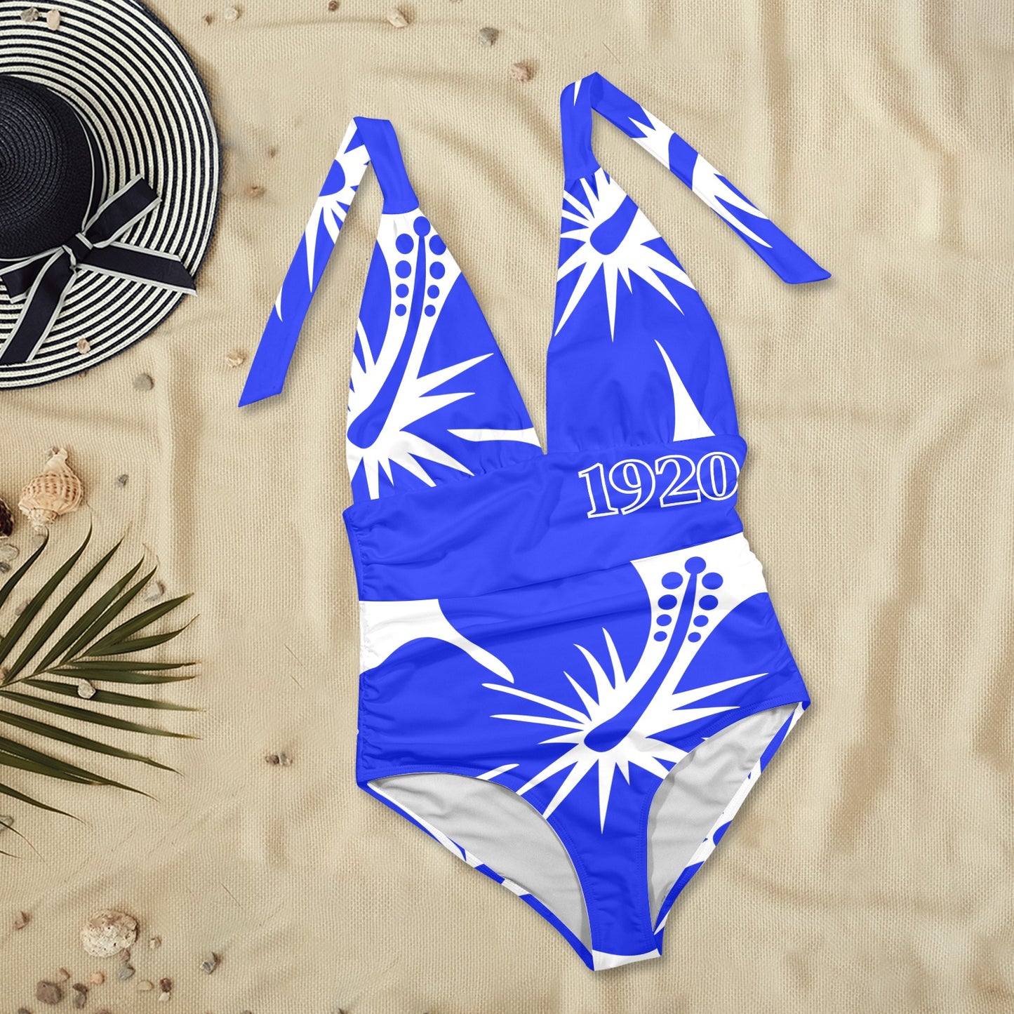 1920 Women's Plunge Halter Backless Swimsuit (Model S51)