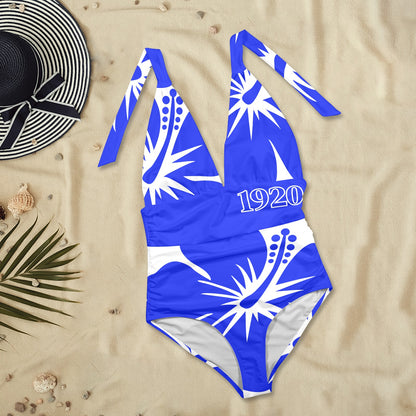 1920 Women's Plunge Halter Backless Swimsuit (Model S51)