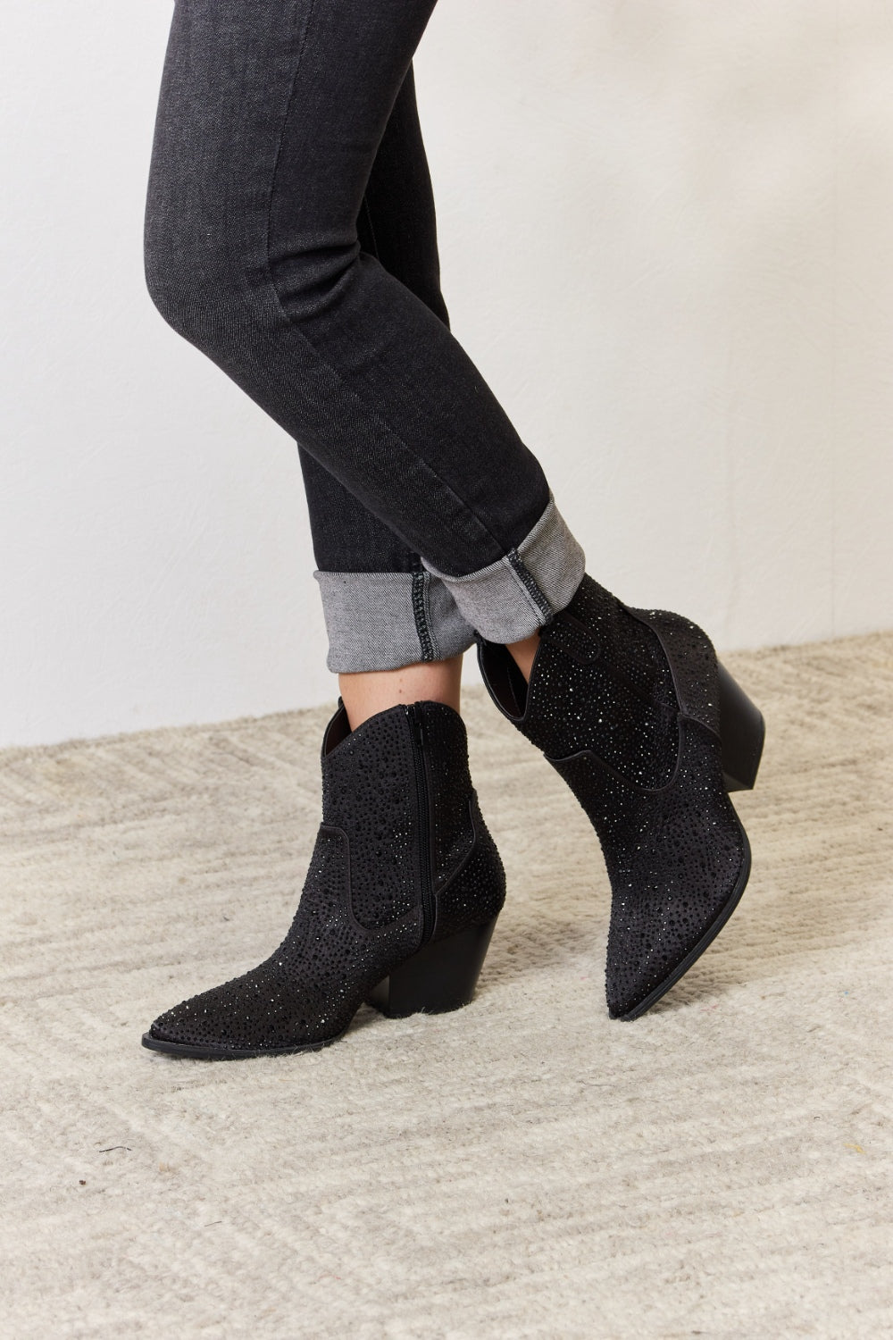East Lion Corp Rhinestone Ankle Cowboy Boots-VMA Specialties Boutique