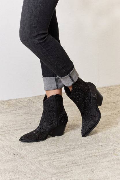 East Lion Corp Rhinestone Ankle Cowboy Boots-VMA Specialties Boutique