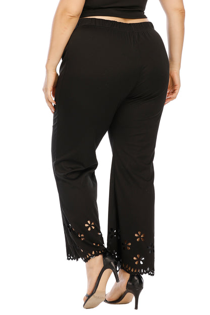 Plus Size Openwork Detail Pants-VMA Specialties Boutique