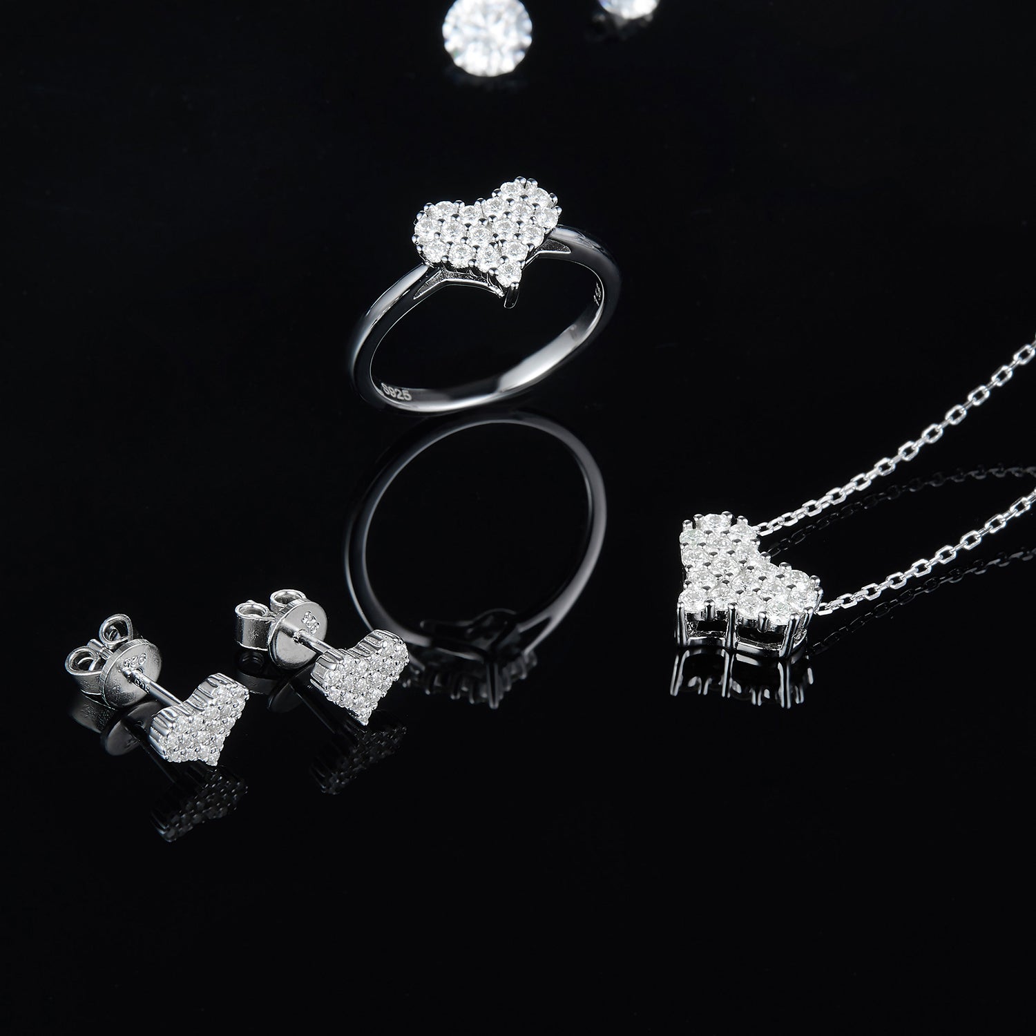 Moissanite Heart Bracelet Black Background