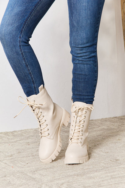 East Lion Corp Zip Back Lace-up Front Combat Boots-VMA Specialties Boutique