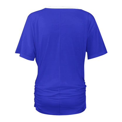 V-neck pleated T-shirt
