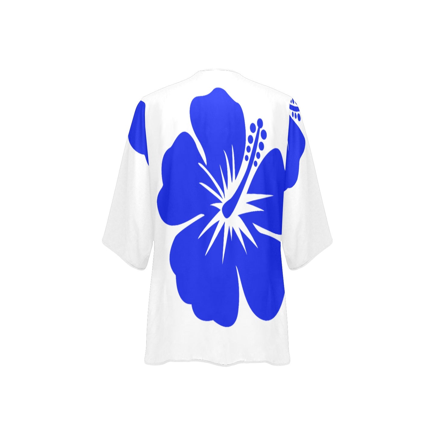 Women's Kimono Chiffon Cover Up- Royal Blue and White