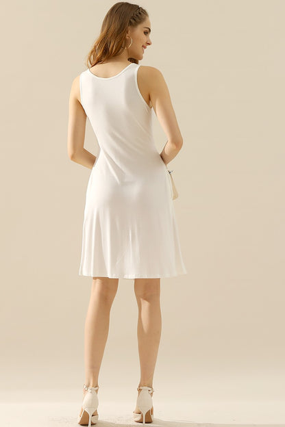 Doublju Full Size Round Neck Ruched Sleeveless Dress with Pockets-VMA Specialties Boutique