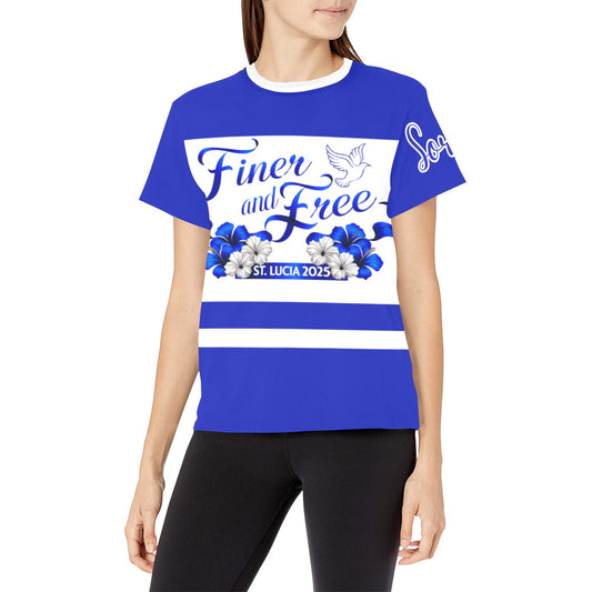 Finer & Free Women's All Over Print Crew Neck T-Shirt (Model T40-2)