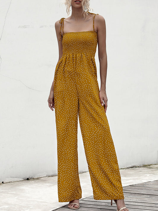 Square Neck Spaghetti Strap Jumpsuit-VMA Specialties Boutique