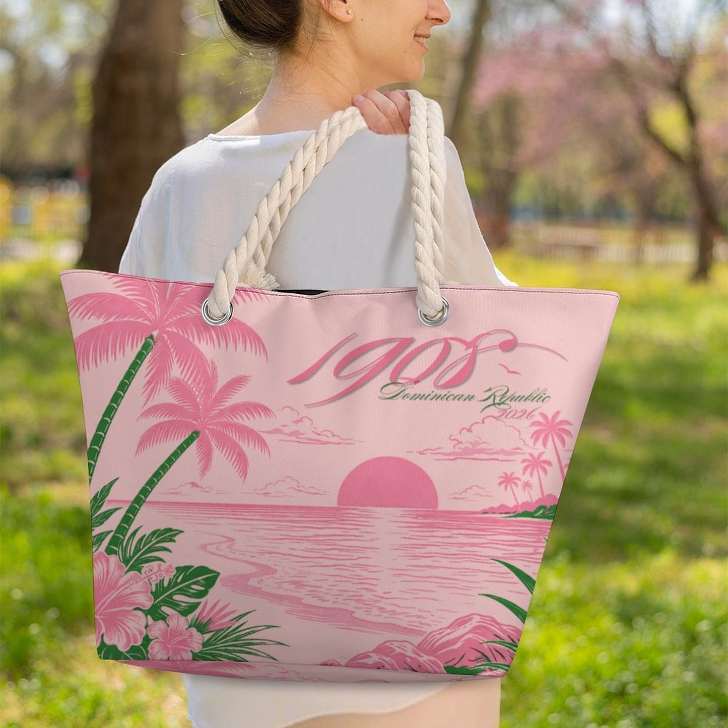 1908 Pink Paradise Signature Beach Tote — Dominican Republic Edition
