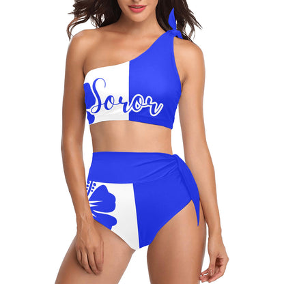 High Waisted One Shoulder Bikini Set (S16)
