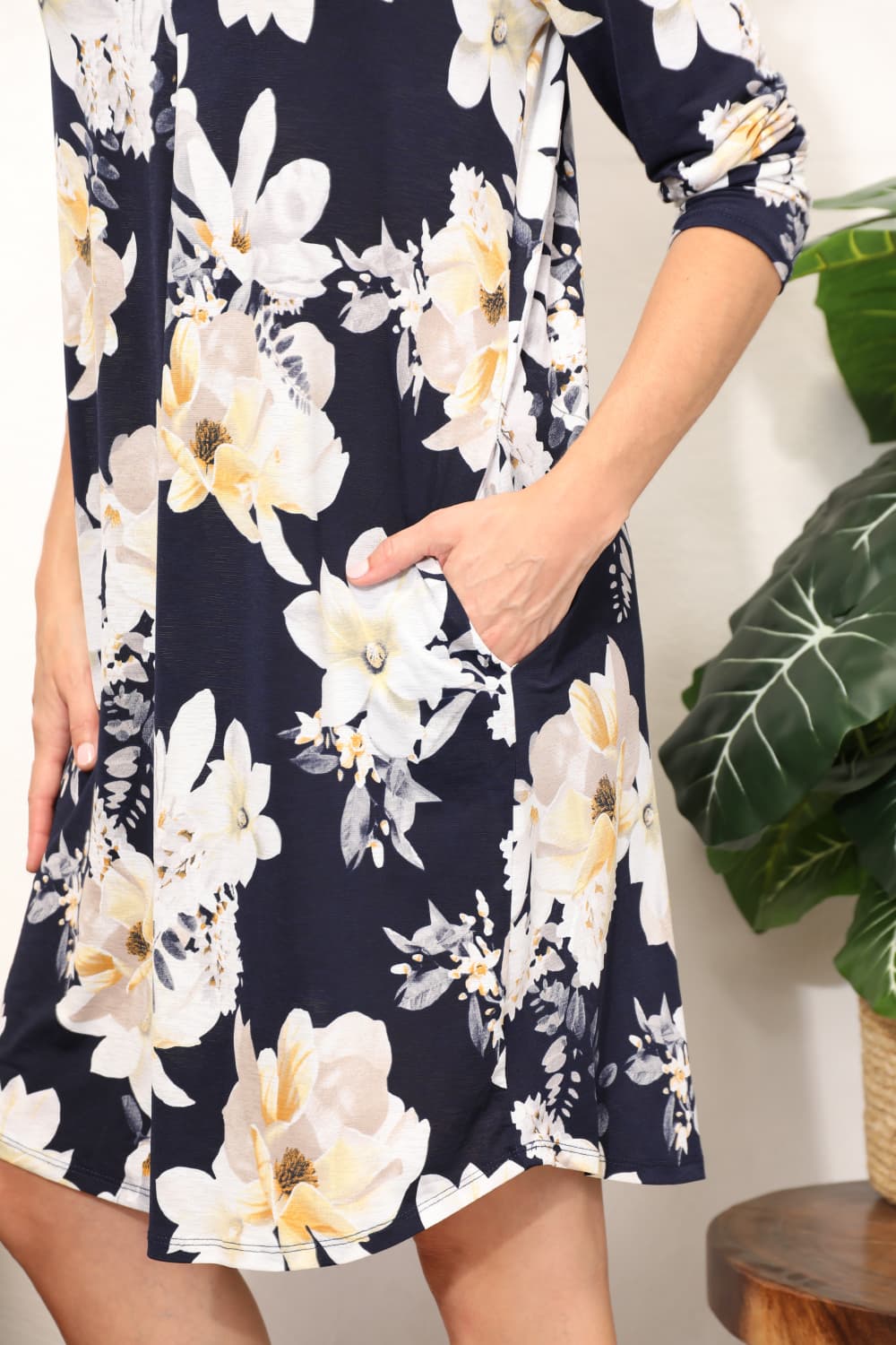 Sew In Love  Full Size Flower Print Shirt Dress-VMA Specialties Boutique