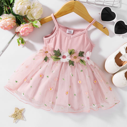 Embroidered Spaghetti Strap V-Neck Dress-VMA Specialties Boutique