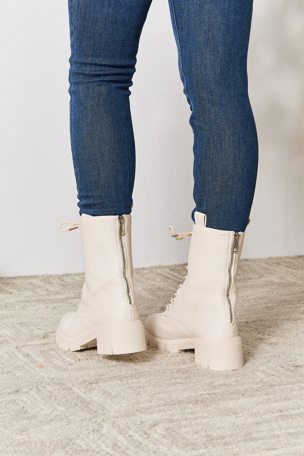 East Lion Corp Zip Back Lace-up Front Combat Boots-VMA Specialties Boutique