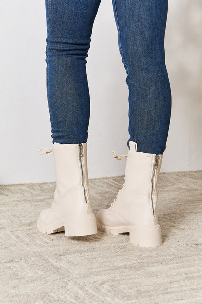 East Lion Corp Zip Back Lace-up Front Combat Boots-VMA Specialties Boutique
