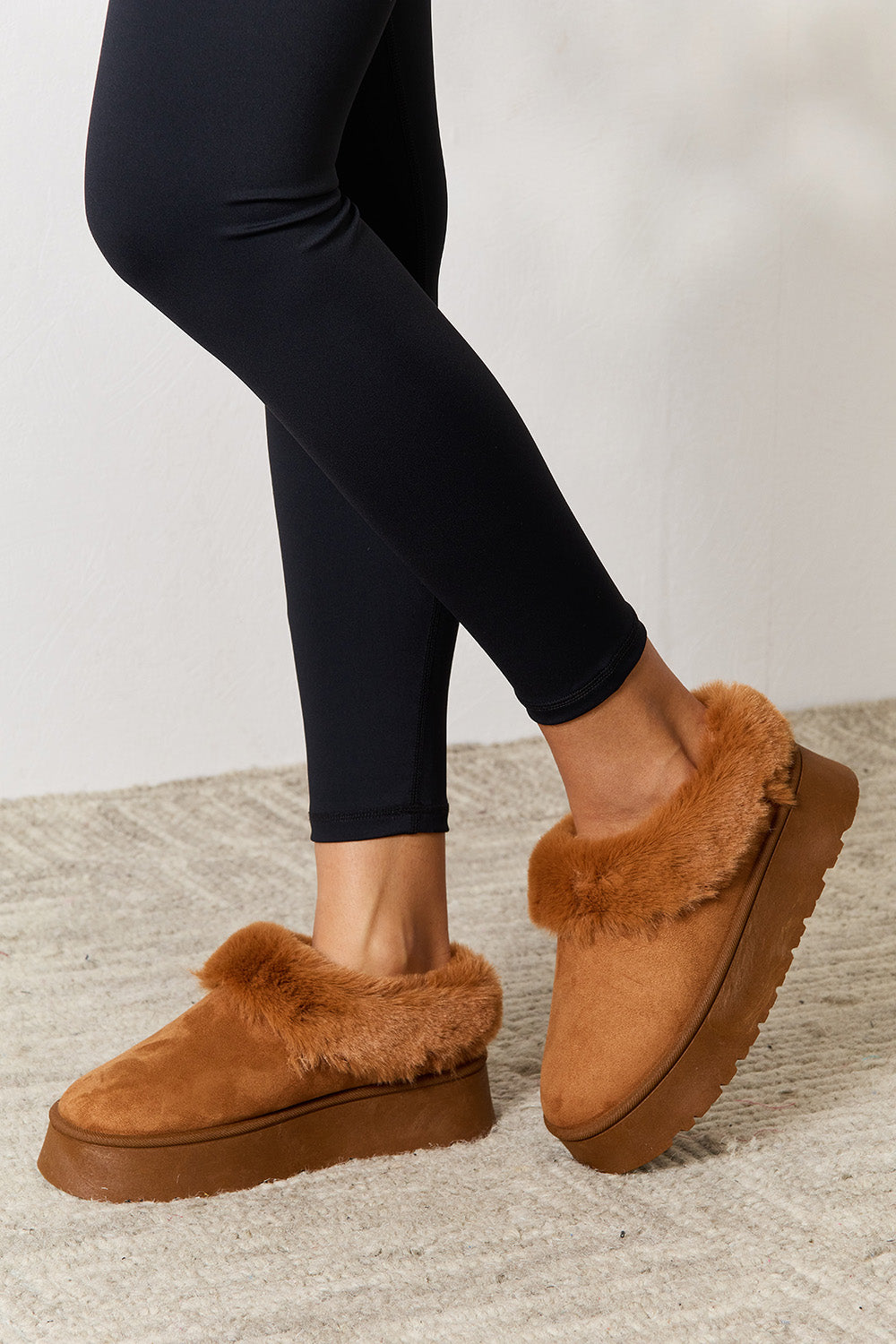 Legend Footwear Furry Chunky Platform Ankle Boots-VMA Specialties Boutique