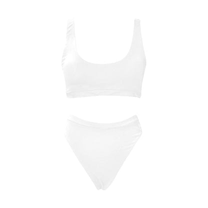 All White Bikini Sport Top & High-Waisted Bikini Swimsuit