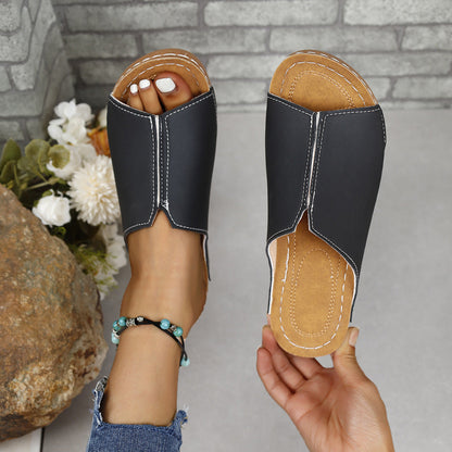 PU Leather Open Toe Sandals-VMA Specialties Boutique