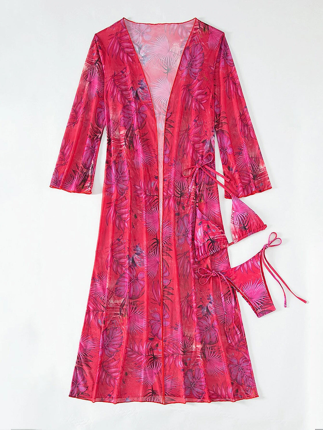 Printed Halter Neck Three-Piece Swim Set-VMA Specialties Boutique