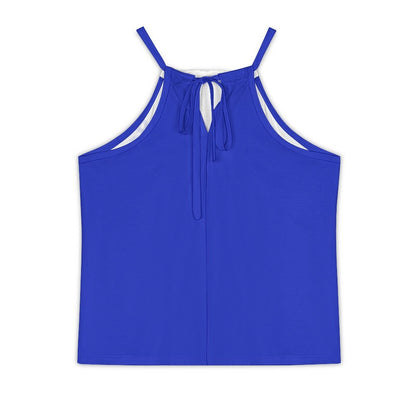 Paradise Just Got Extended! Design Women's Halter Tank Top- Royal Blue