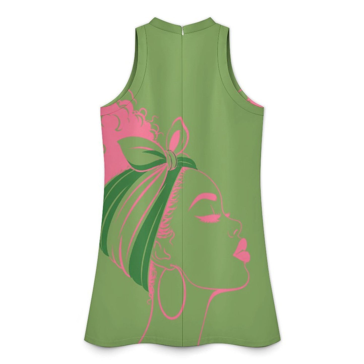 Pretty Girl Statement Sleeveless Mini Dress – Pink & Green Signature Design