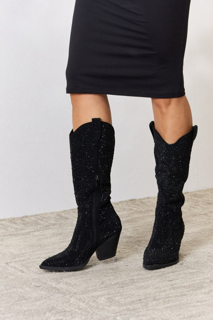 Forever Link Rhinestone Knee High Cowboy Boots-VMA Specialties Boutique