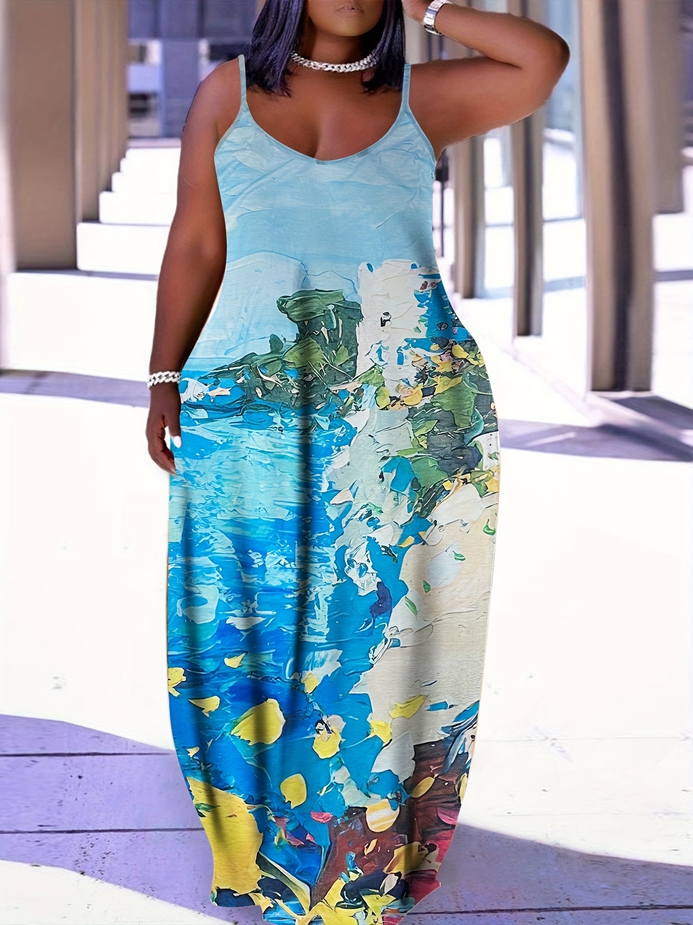 Plus Size Spaghetti Strap Dress with Pocket-VMA Specialties Boutique