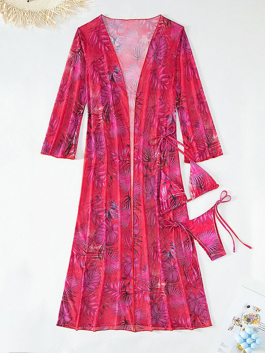 Printed Halter Neck Three-Piece Swim Set-VMA Specialties Boutique