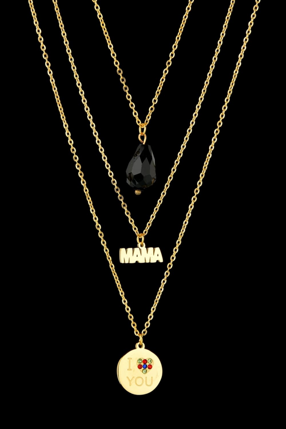 Triple-layer MAMA I LOVE YOU 18K gold-plated Pendant