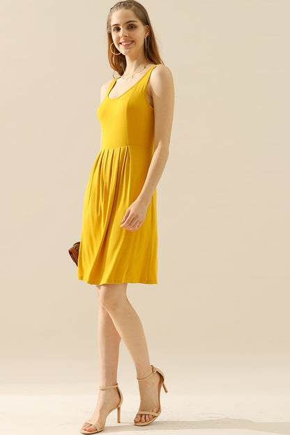 Doublju Full Size Round Neck Ruched Sleeveless Dress with Pockets-VMA Specialties Boutique