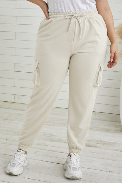 Plus Size Elastic Waist Joggers with Pockets-VMA Specialties Boutique