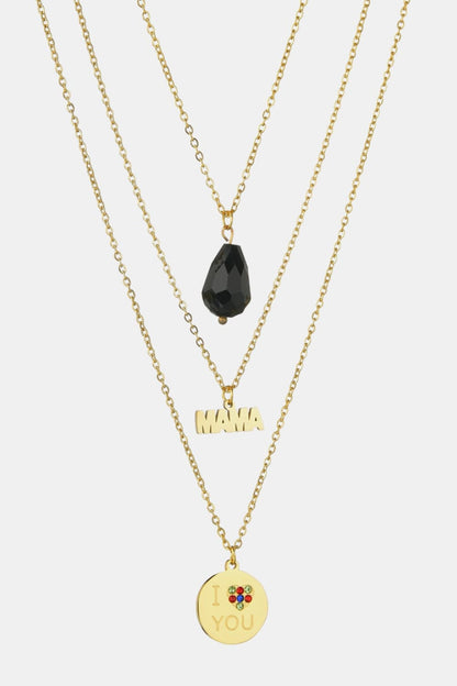 Triple-layer MAMA I LOVE YOU 18K gold-plated Pendant
