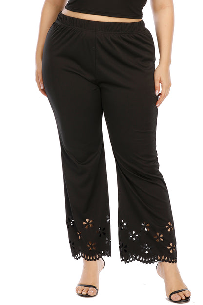 Plus Size Openwork Detail Pants-VMA Specialties Boutique
