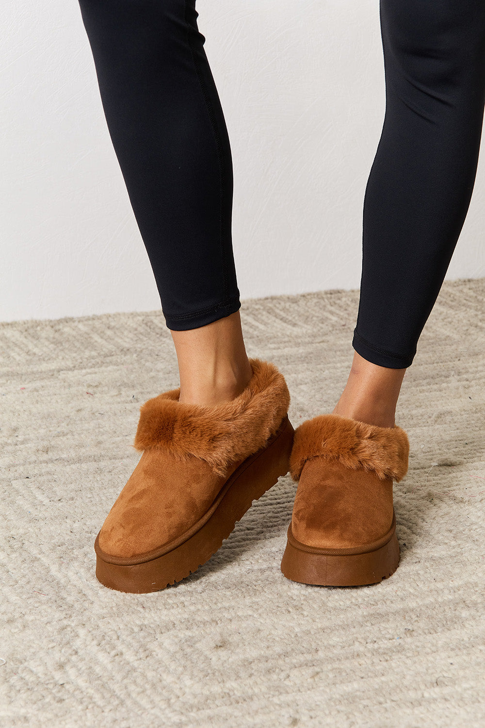 Legend Footwear Furry Chunky Platform Ankle Boots-VMA Specialties Boutique