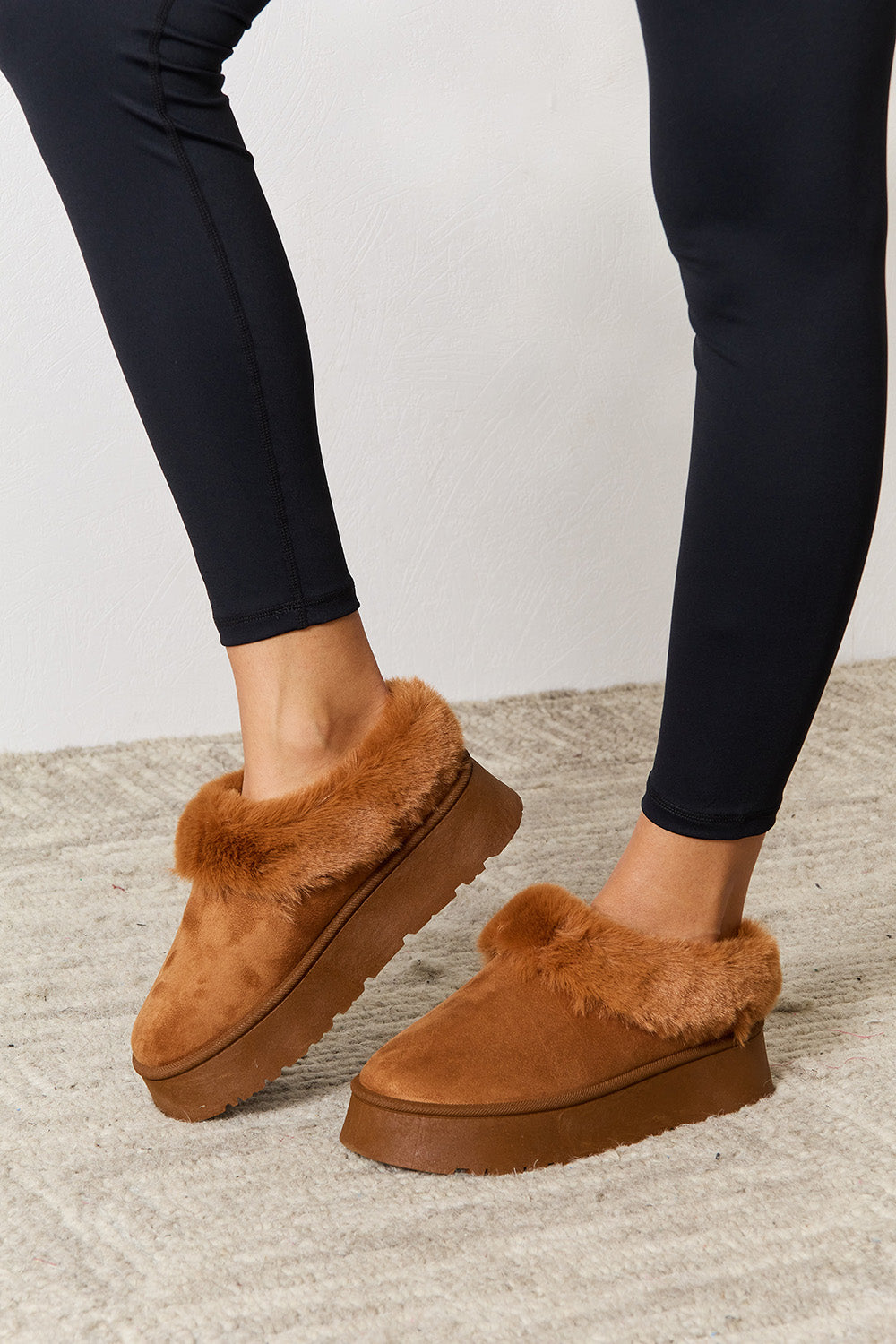 Legend Footwear Furry Chunky Platform Ankle Boots-VMA Specialties Boutique