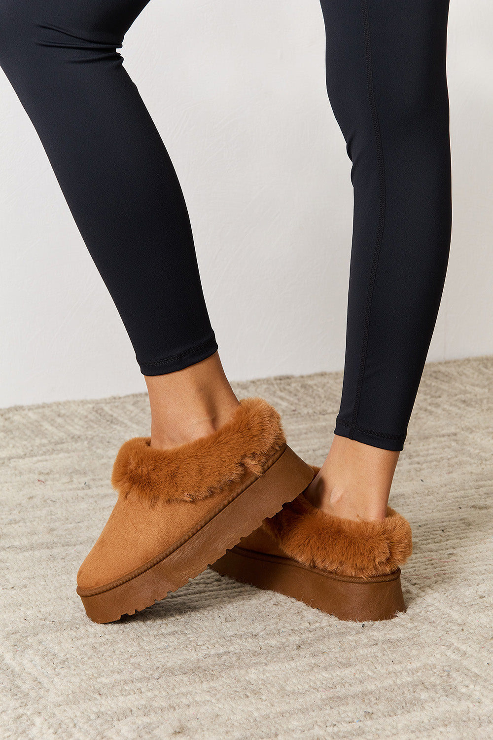 Legend Footwear Furry Chunky Platform Ankle Boots-VMA Specialties Boutique