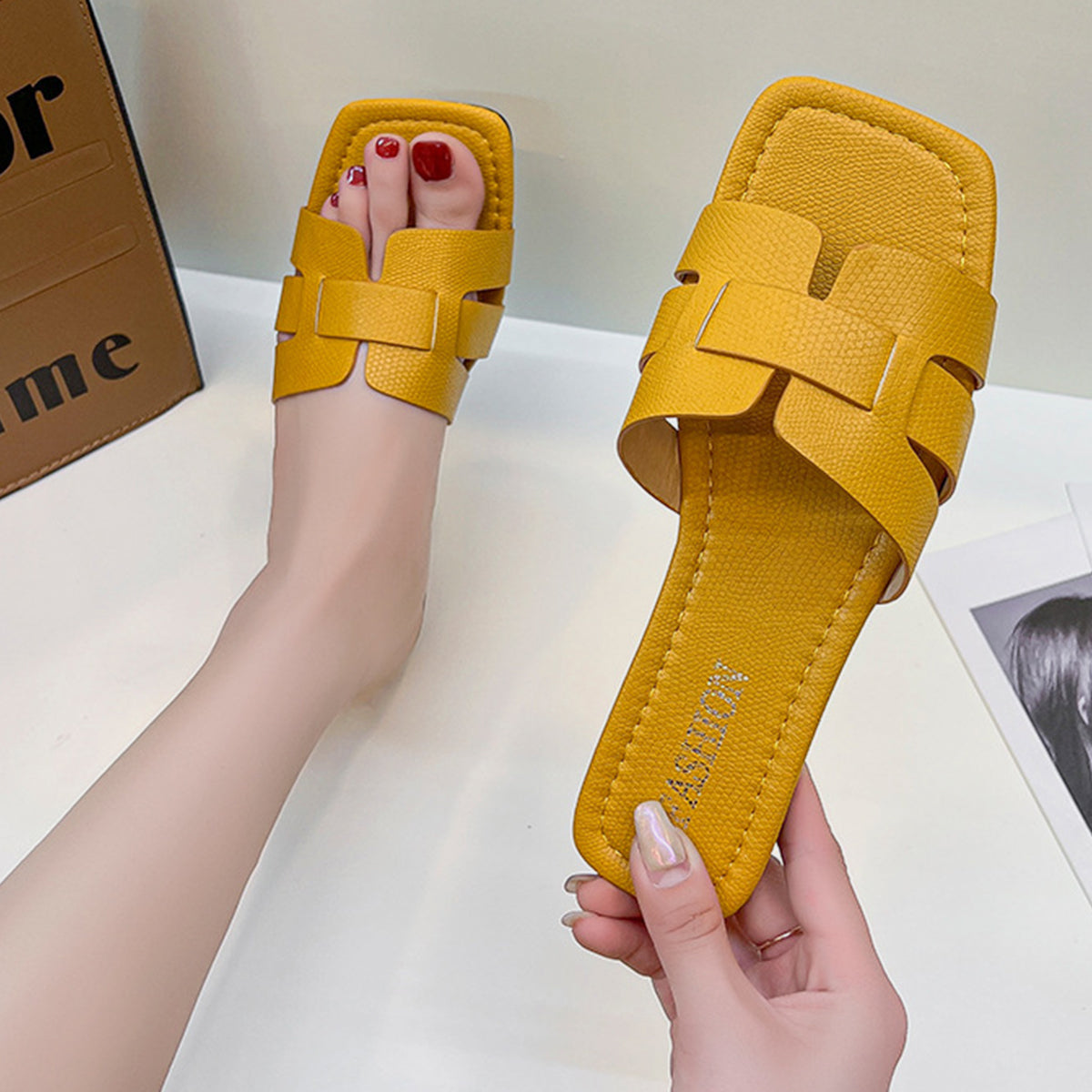 Open Toe PU Leather Sandals-VMA Specialties Boutique