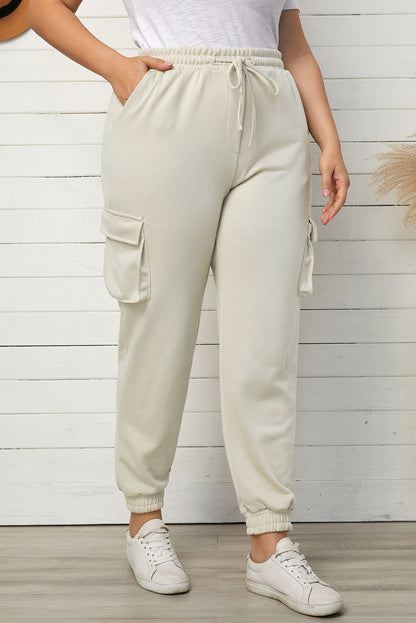 Plus Size Elastic Waist Joggers with Pockets-VMA Specialties Boutique