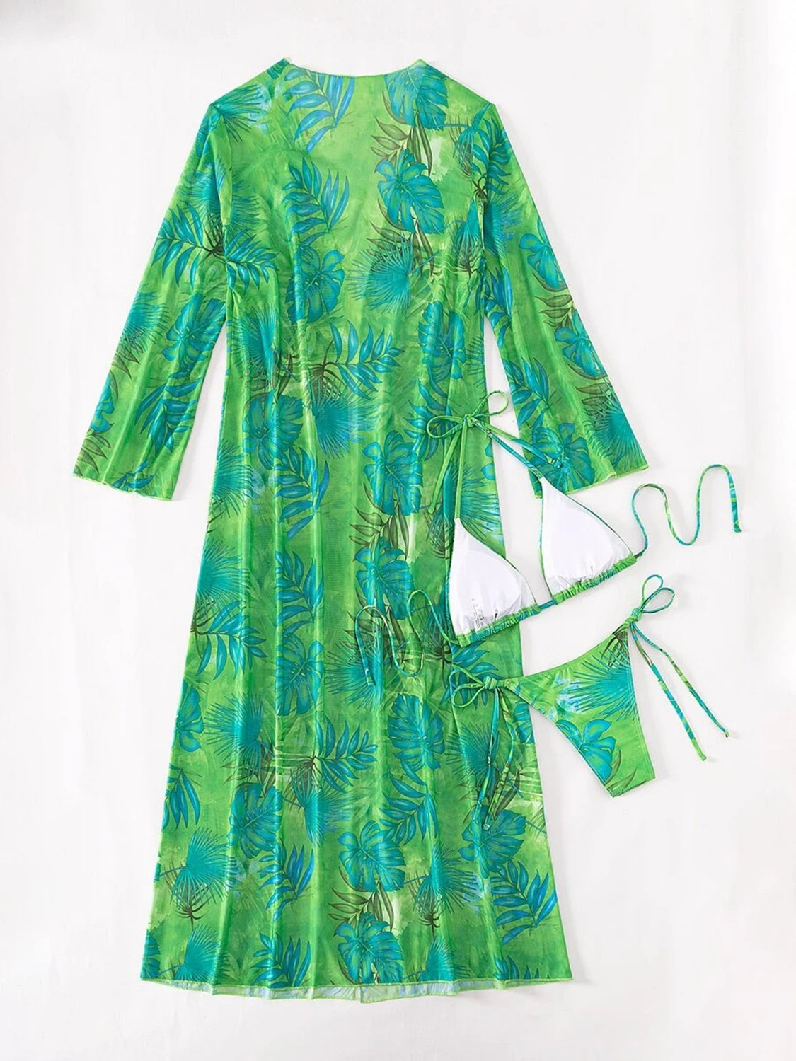 Printed Halter Neck Three-Piece Swim Set-VMA Specialties Boutique