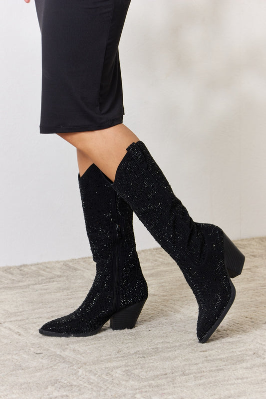 Forever Link Rhinestone Knee High Cowboy Boots-VMA Specialties Boutique
